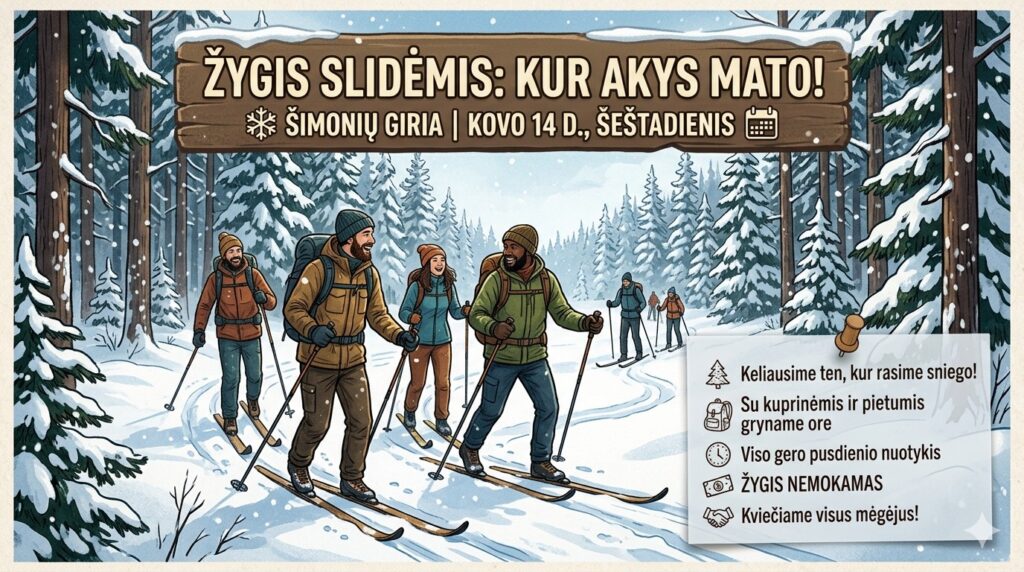 Žygis slidėmis po Šimonių girią „Kur akys mato”